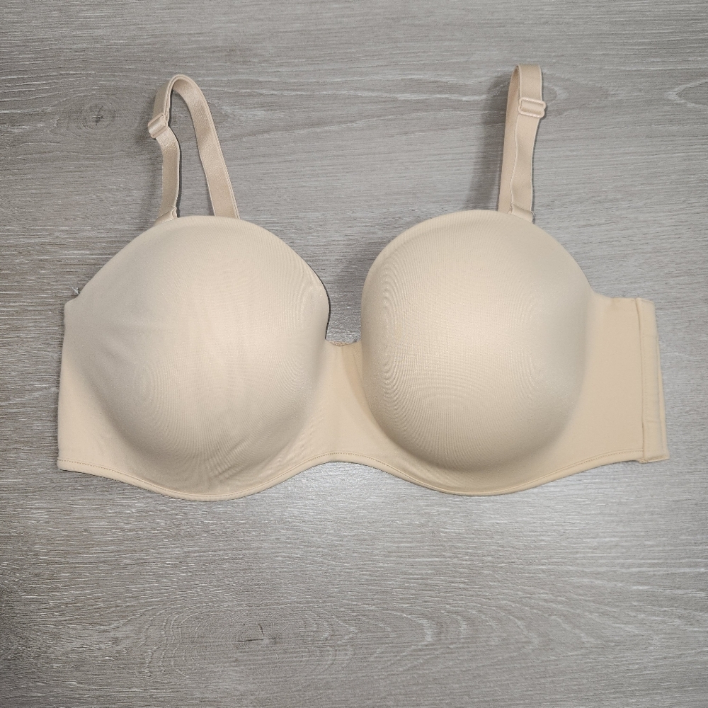 Cacique Smooth Boost Strapless Padded MultiWay Nude/Beige Full Figure Bra 40DD